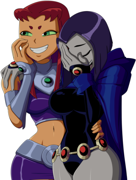 Raven Starfire Beast Boy Cartoon Fictional Character - Teen Titans Raven And Starfire (540x641)