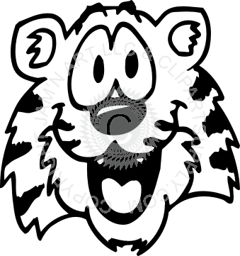 Cute Tiger Face Drawing (339x361)