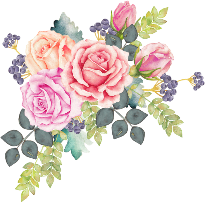 Watercolour Flowers Watercolor Painting Rose Clip Art - Watercolor Flower Wreath Png (800x771)