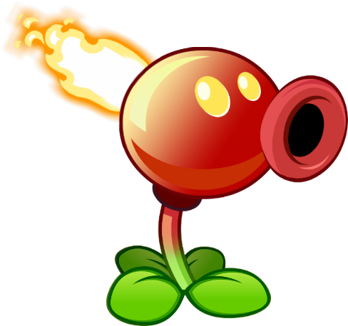 Fire Peashooter - Plants Vs Zombies Flame Pea (536x483)