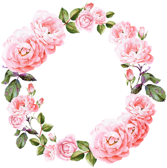Wedding Invitation Wreath Template Decorated With Watercolor - Pink Roses Watercolor Wreath (550x550)