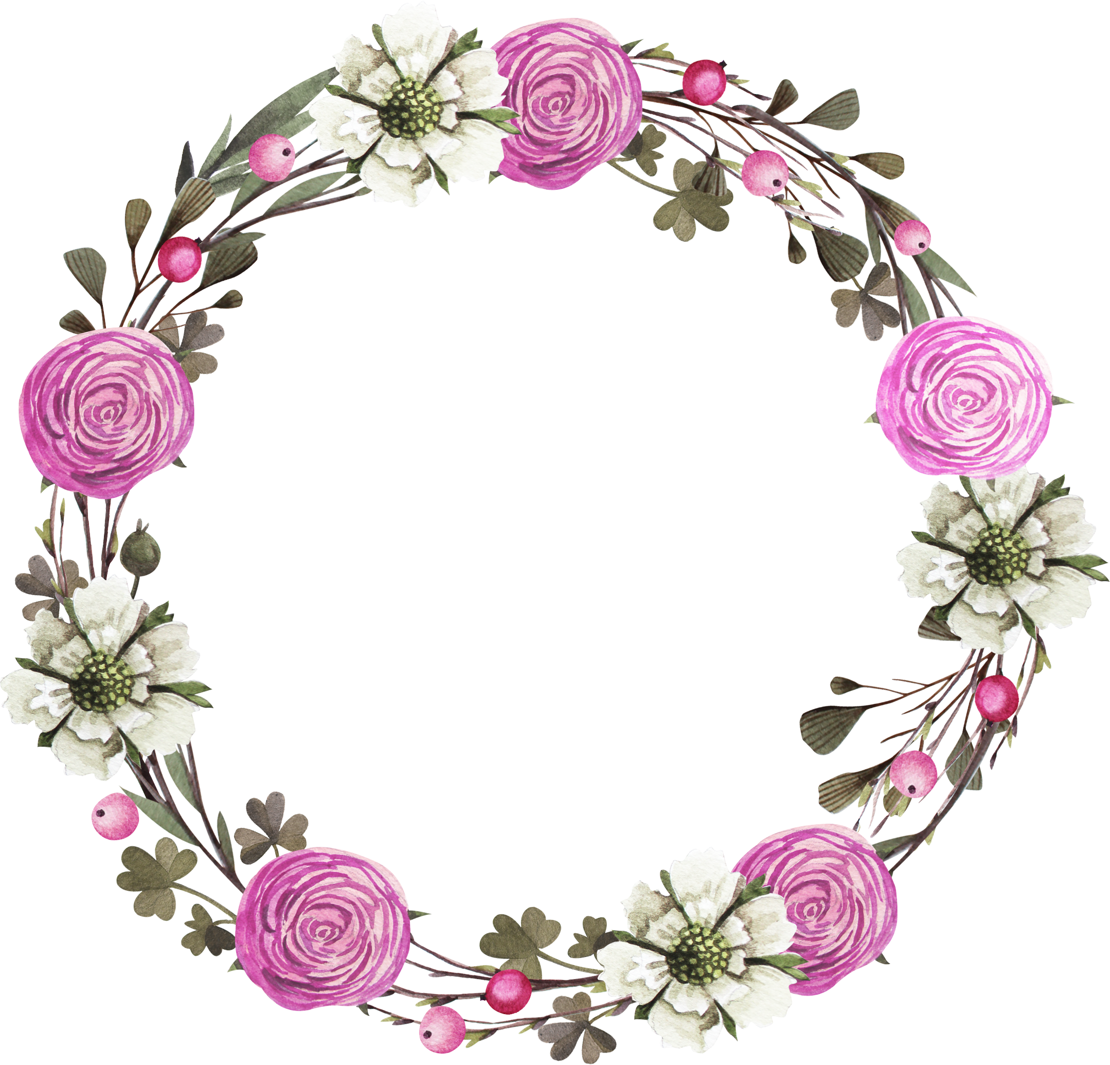 Floral Design Wreath Rose Clip Art - Frame Rose Purple (2158x2071)