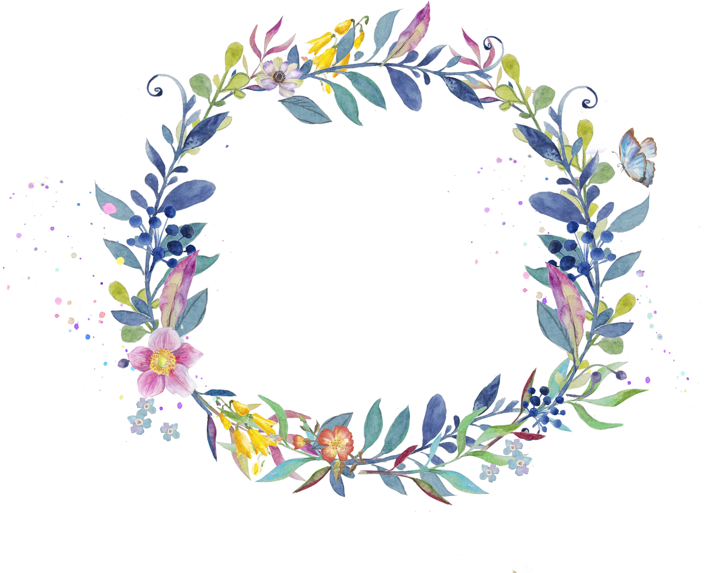 Wreath Watercolor Painting Clip Art - Christian Notebooks (3070x2587)