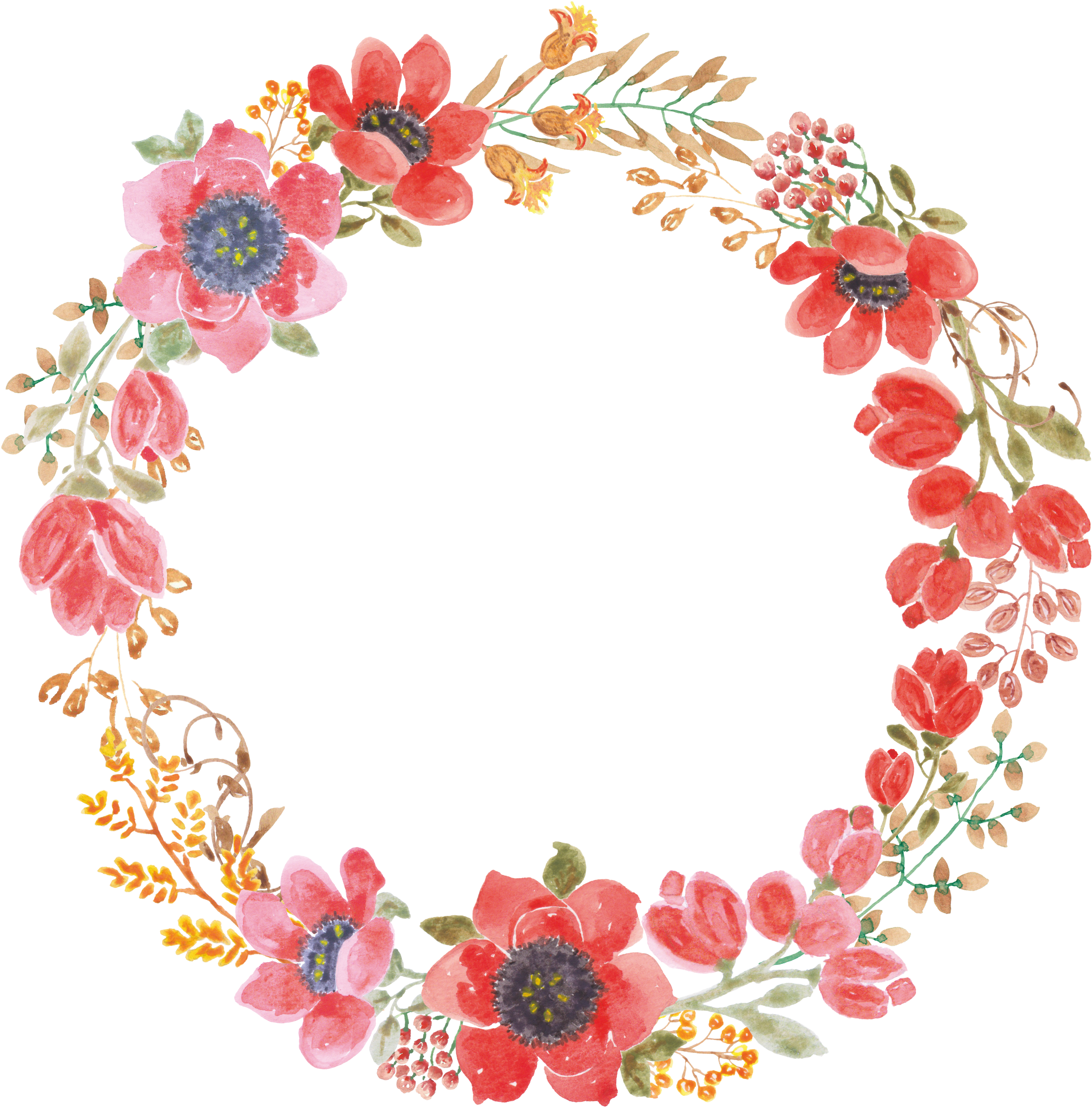 Wedding Invitation Paper Wreath Flower Garland - Flower Garland Illustration (3000x3000)