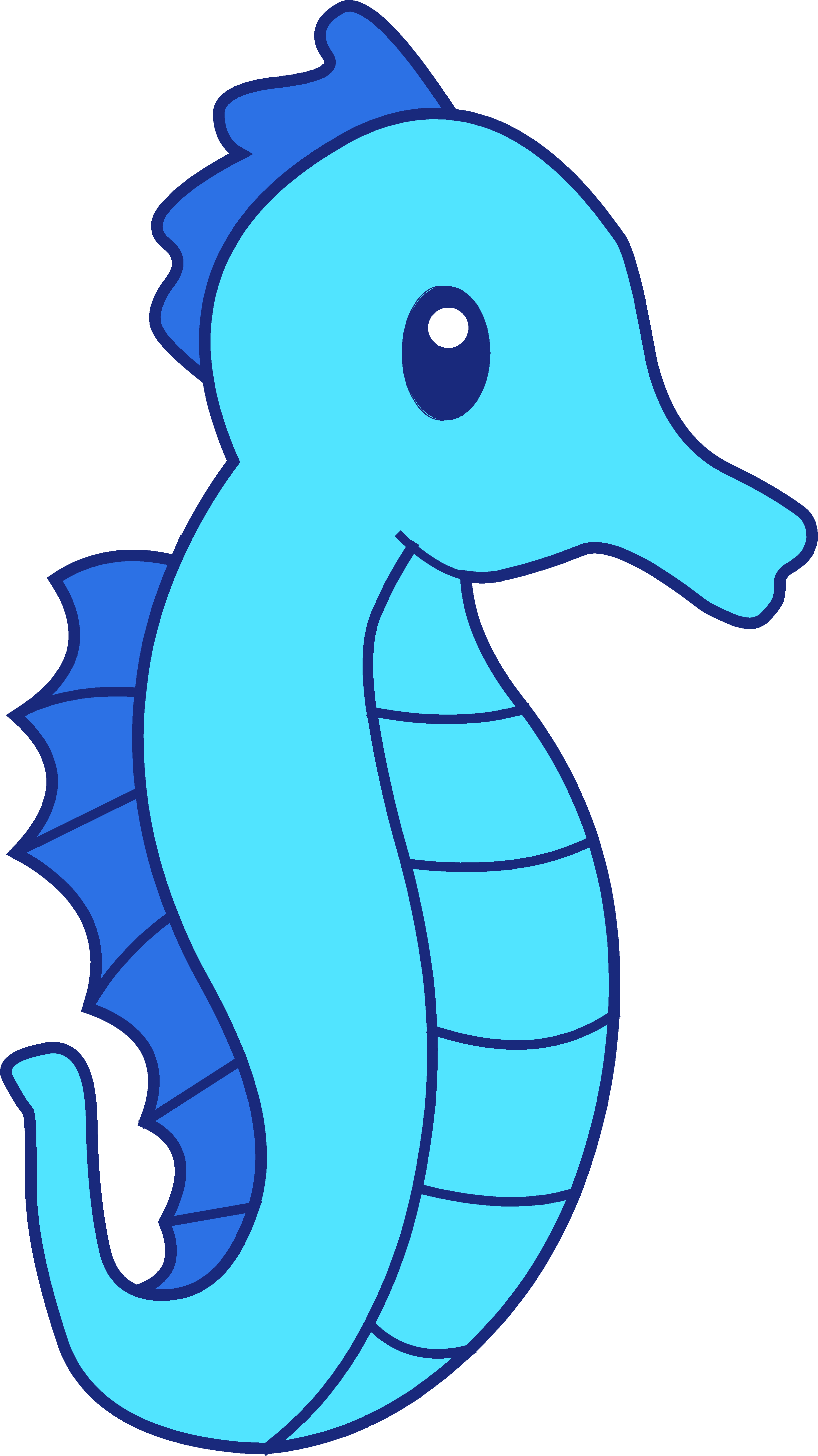Blue Clipart - Seahorse Clipart (3260x5801)