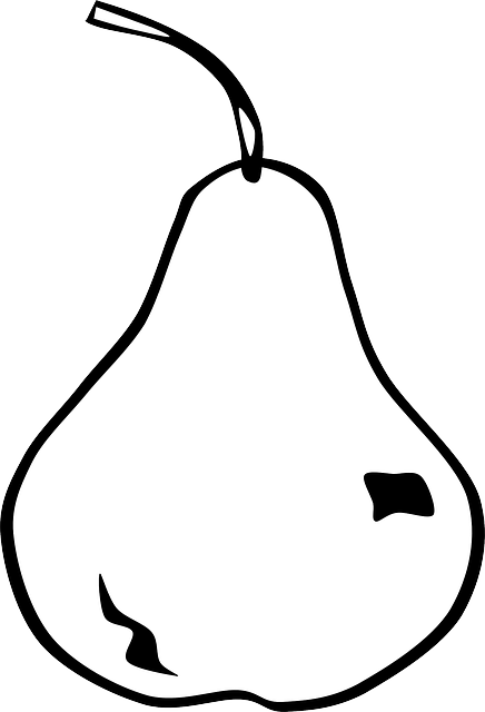 And Black, Simple, Fruit, White, Pear, Fruits, And - Pear Clip Art (436x640)