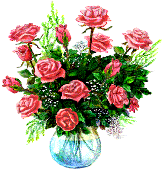 Immagine Gif Glitterata Con Vaso Con Rose Vaso Con - Flower Animation (350x350)