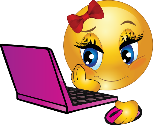 Girl Laptop Smiley Emoticon - Emoticon Laptop (512x419)