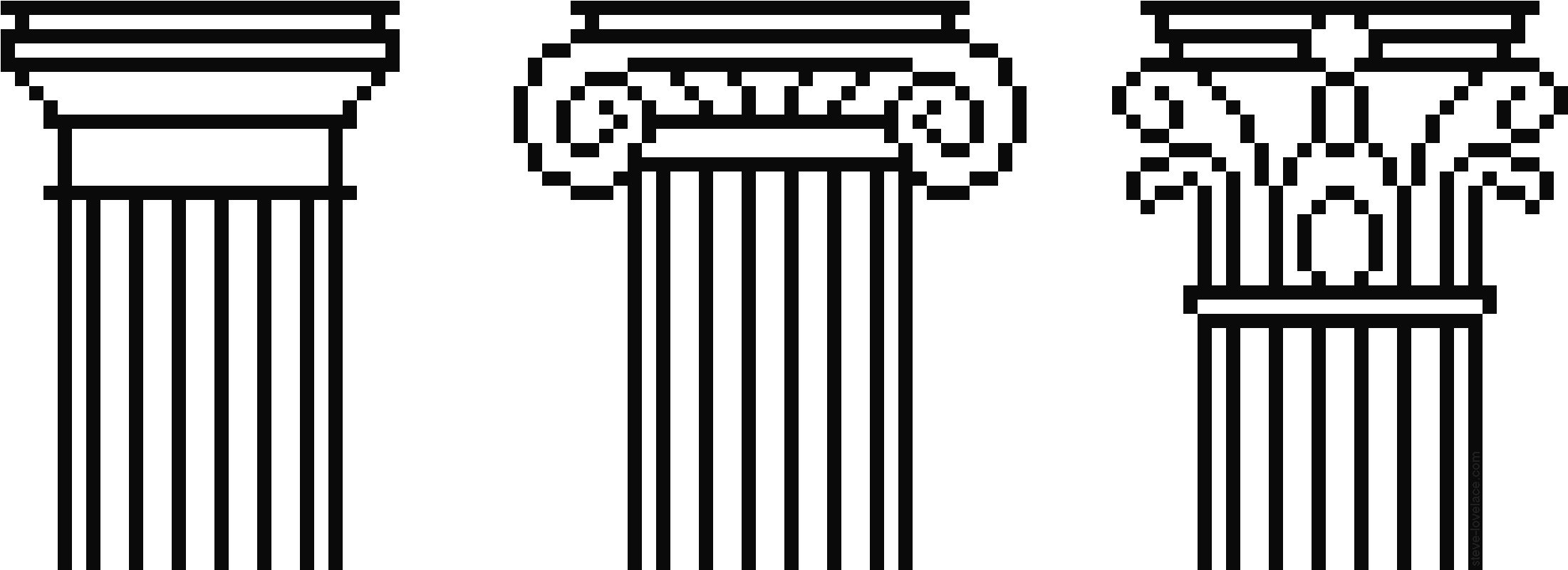 Architectural Detail And 3d Printing - Doric Ionic Corinthian Black And White (2500x1040)