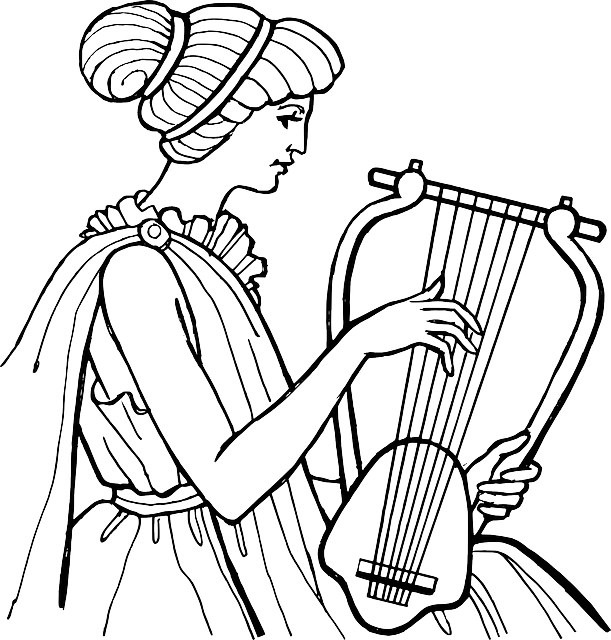 Cartoon Music, People, Lady, Woman, Girl, Person, Cartoon - Lyra Antike (611x640)