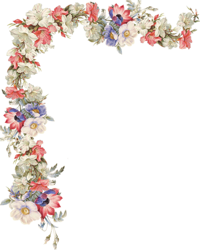 Cantos De Flores Do Vintage Em Png - Flores Esquineras Vintage (400x500)