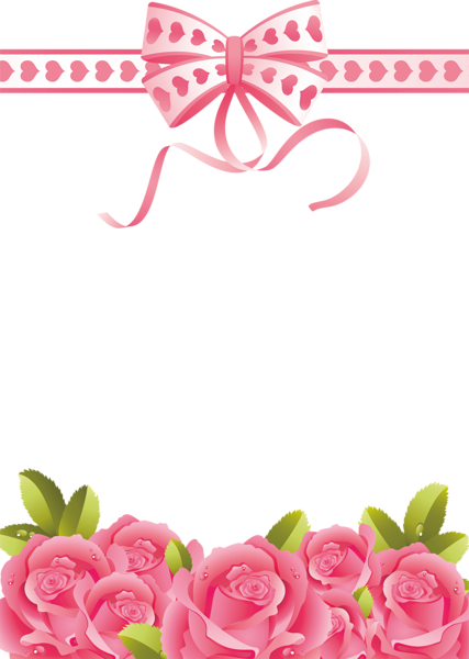 Pink Roses Transparent Png Photo Frame - Pink Roses Frame Png (427x600)