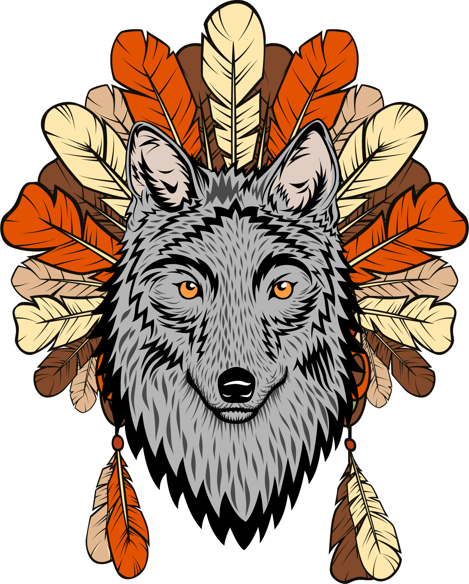 Wolf Totem Gray Wolf Euclidean Vector Illustration - Kingtex Wolf Bedding 3 Pcs Ethnic Wolf Face Design (1495x1861)