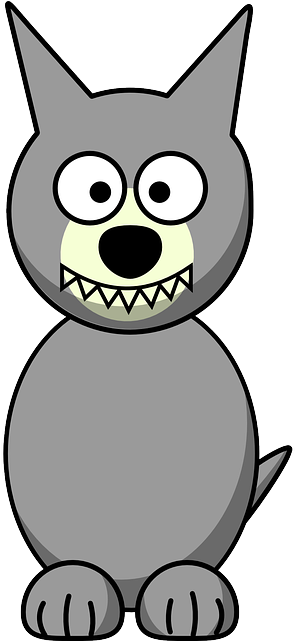 Simple Wolf, Animal, Gray, Simple - Cartoon Wolf Clipart (320x640)