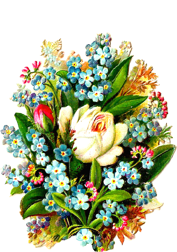 Antique Images Free Digital Flower Clip Art Graphic - Bunch Of Flowers Graphic (970x1155)