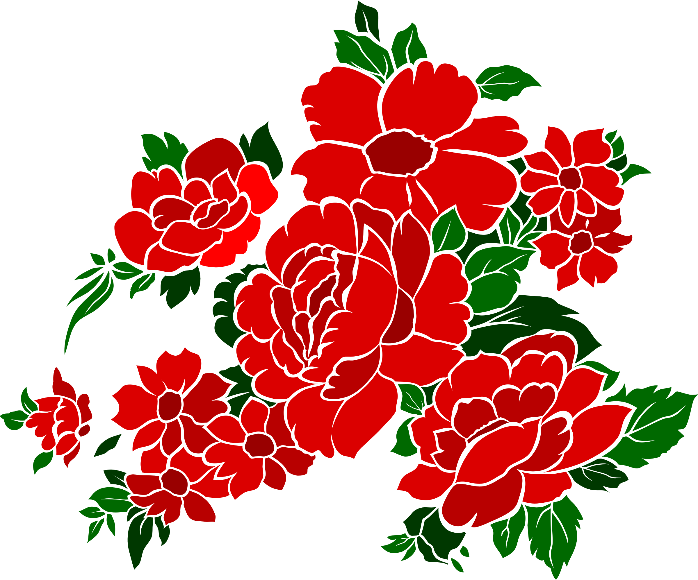 Vintage Flowers Rose - Clip Art (2400x1996)
