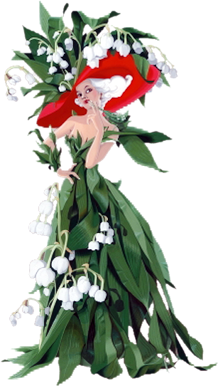 "lily Of The Valley" Lady - Gif Animé 1er Mai (348x576)