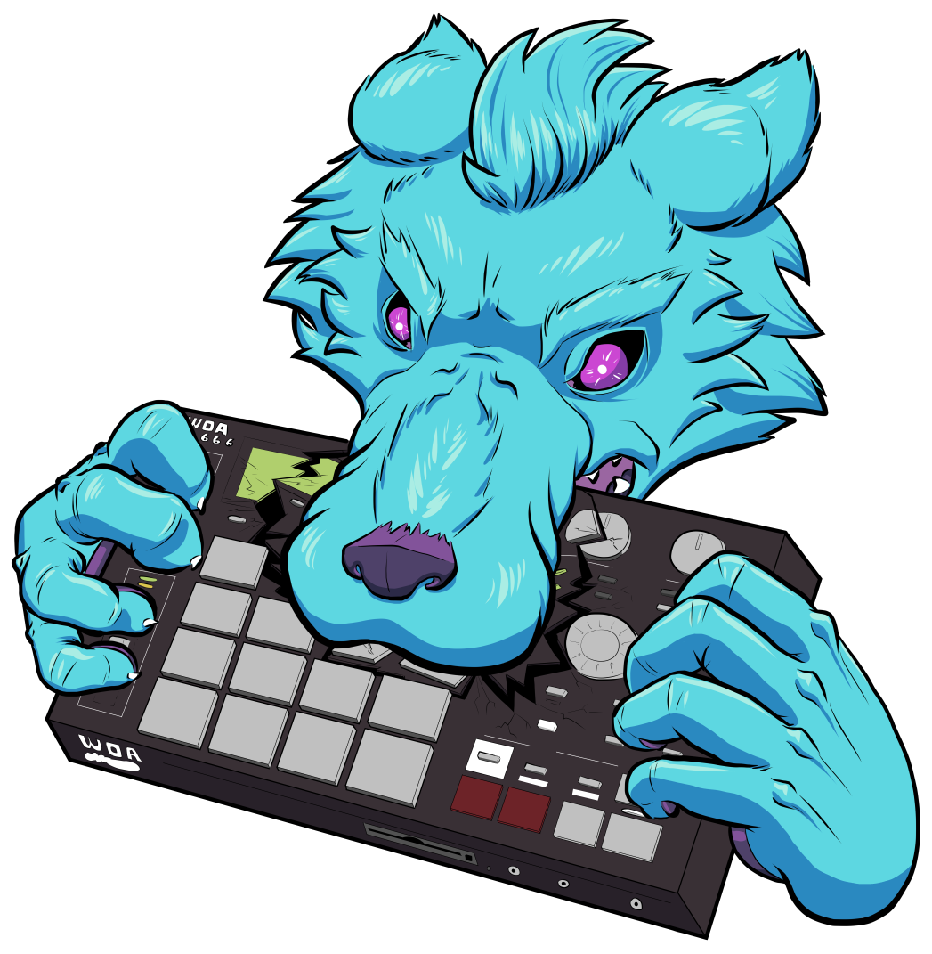 Werewolf Chomping On A Sampler Available As A Bunch - Society6 (1200x1200)