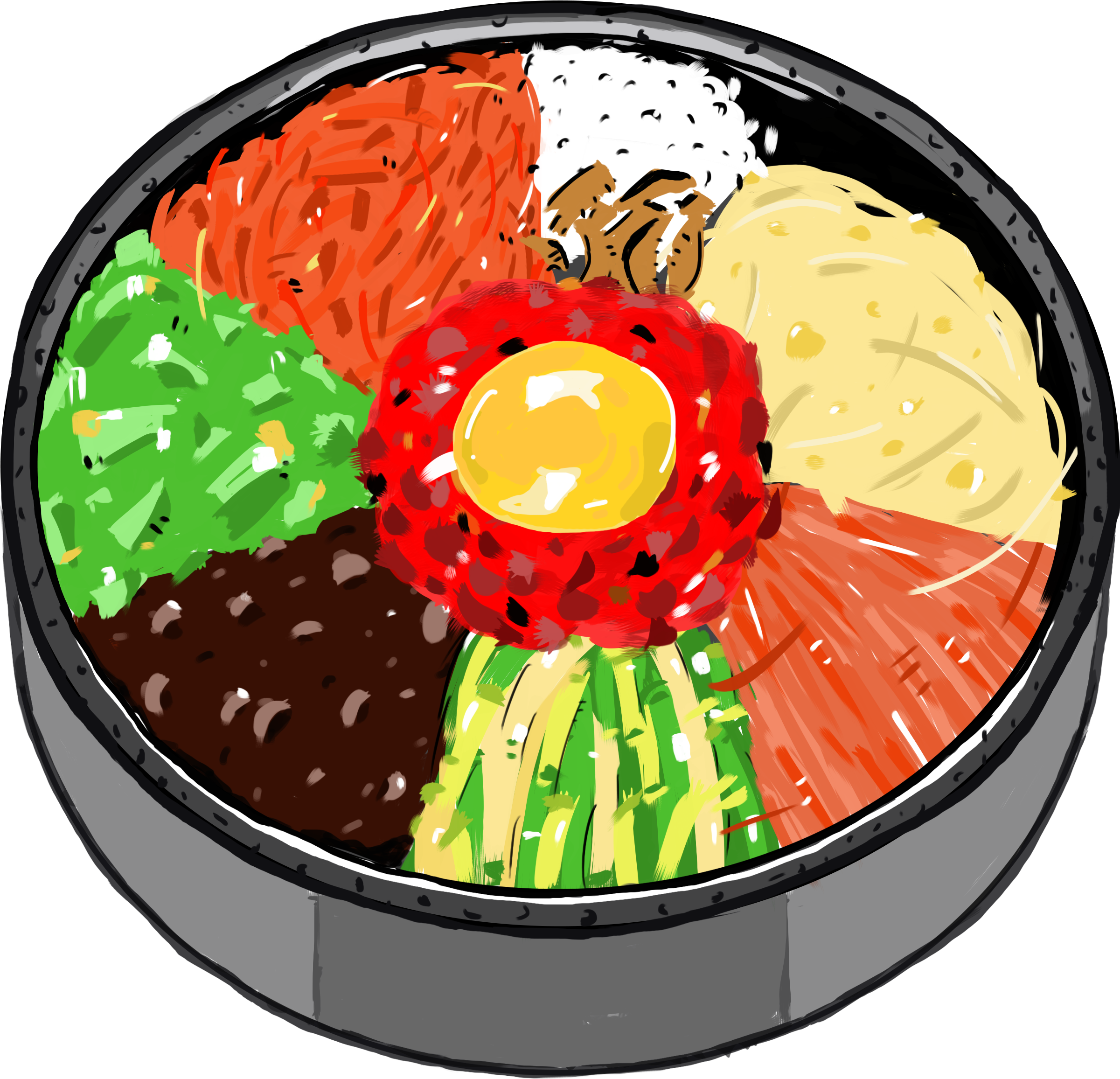 Bibimbap Korean Cuisine Food Fish Clip Art - Korea Food Art Png (2400x2400)