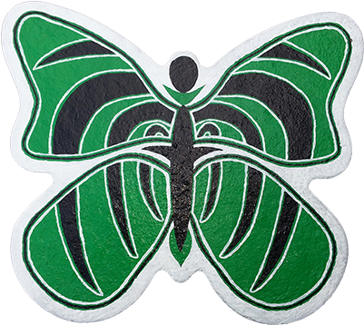 "green, Black And White Butterfly" - Green (400x400)