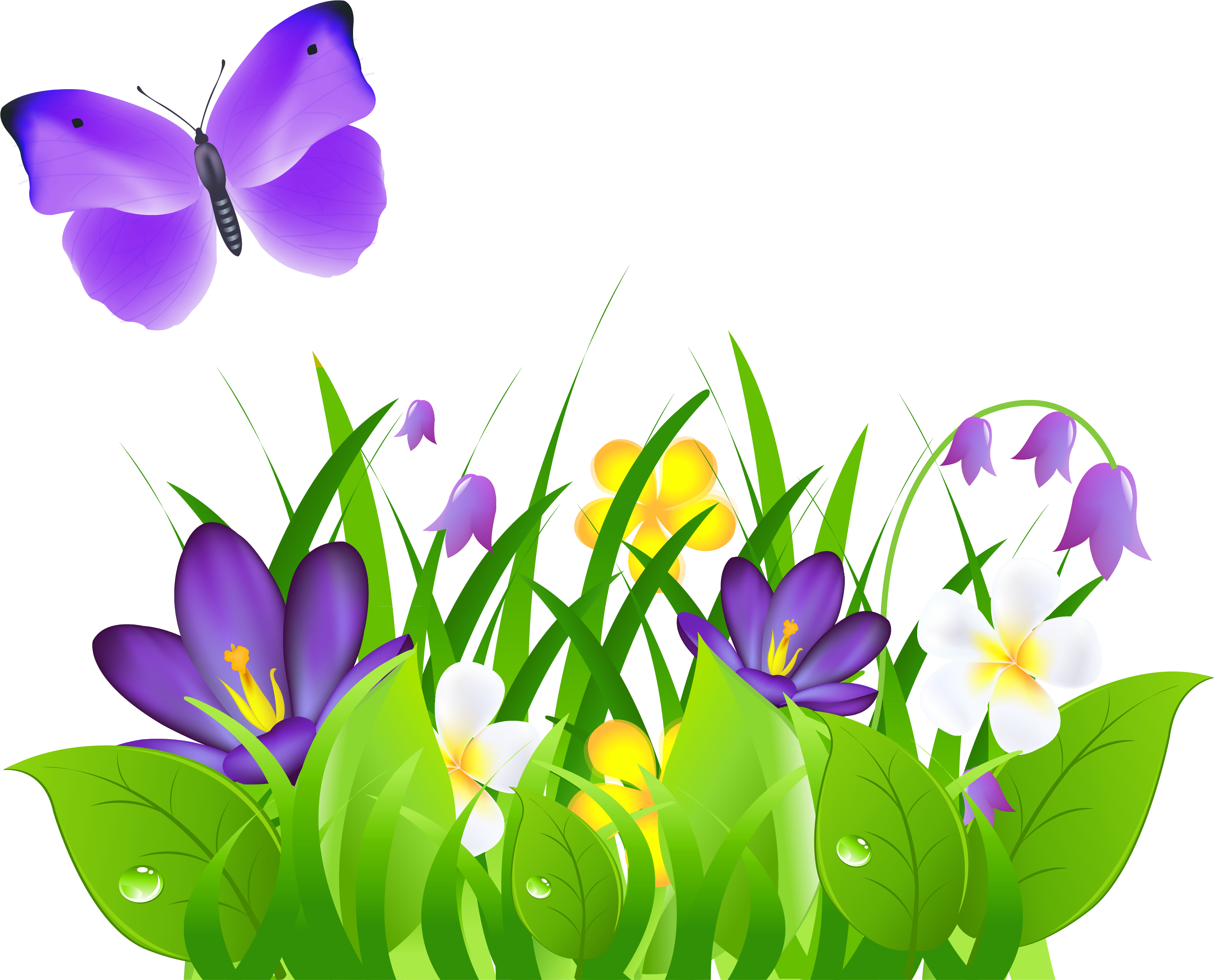 Butterfly With Flowers Clipart (3366x2731)