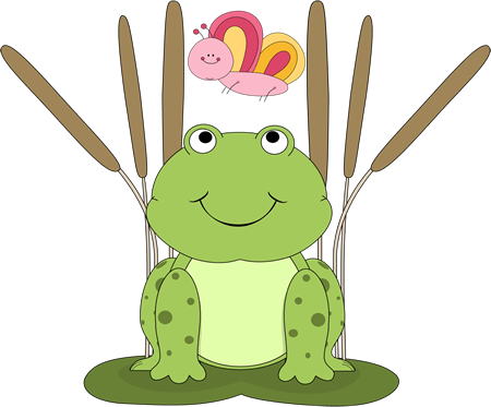 Frog And Butterfly Clip Art - Cute Frog Clipart (450x373)