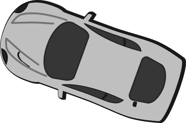 Gray Car Top View 230 Clip Art Car Pictures - Car Top View Clipart Black N White (600x396)