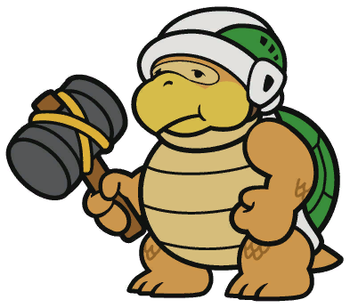 Bowser Head Reverse - Paper Mario Hammer Bro (393x346)