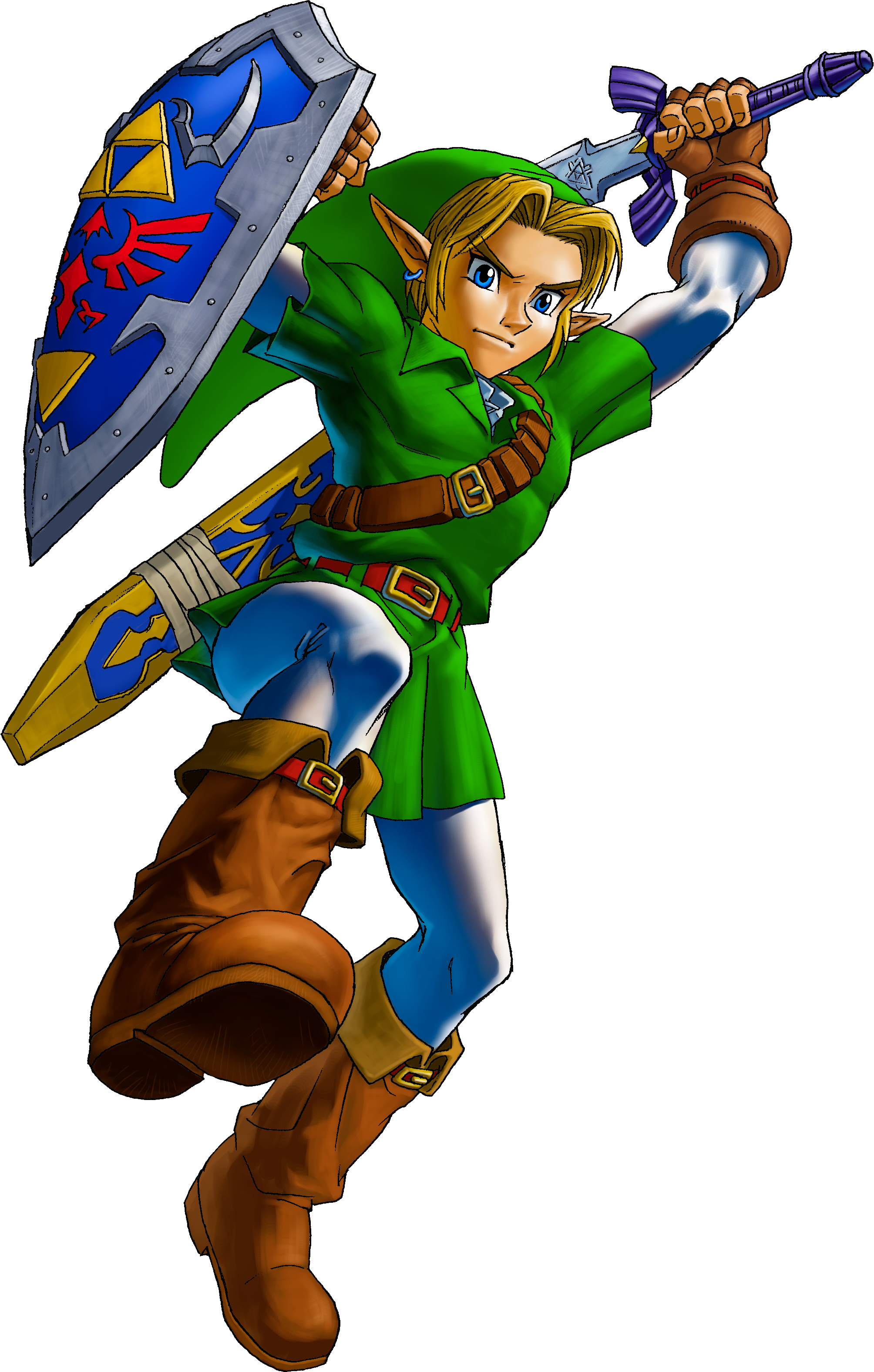 Artwork Of Link Performing A Jump Attack From Ocarina - Ocarina Of Time Lin...