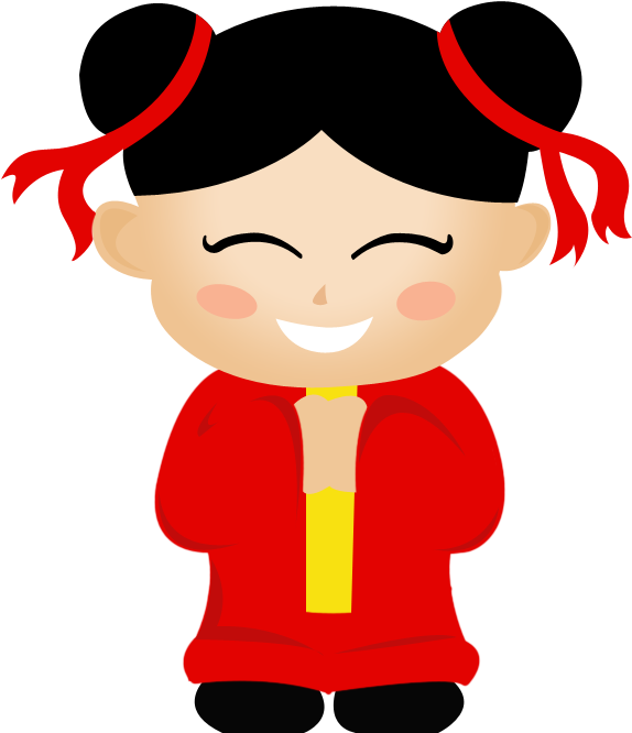 Asian Clipart Chinese Theme - Chinese Girl Cartoon Png (760x760)