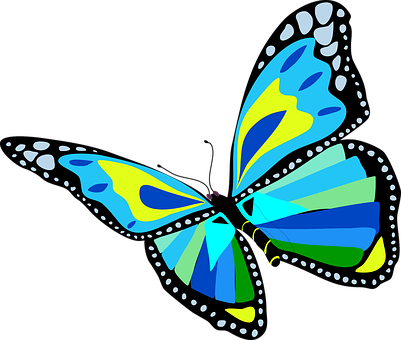 Animal Blue Butterfly Flower Green Insect - Flying Butterfly Clip Art (401x340)