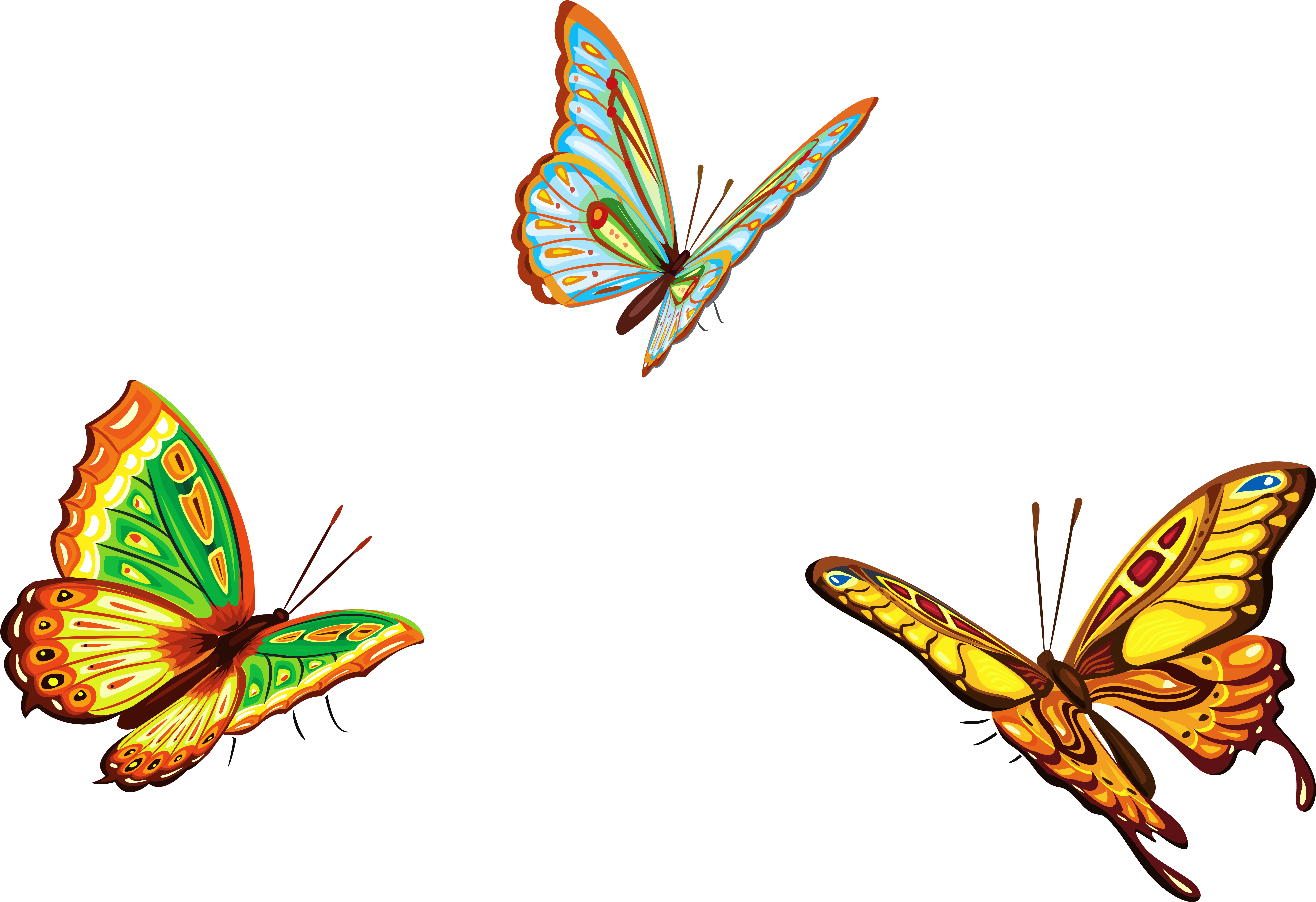 Three Butterflies Png Clipart Picture - Three Butterflies Png Clipart Picture (9036x6125)