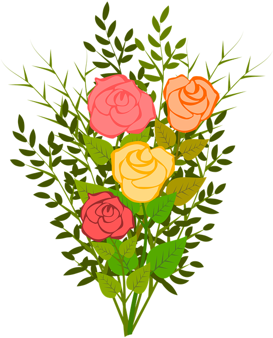 Roses, Flowers, Floral, Flowery, Branch, Plants, Garden - Flower Bouquet (570x720)