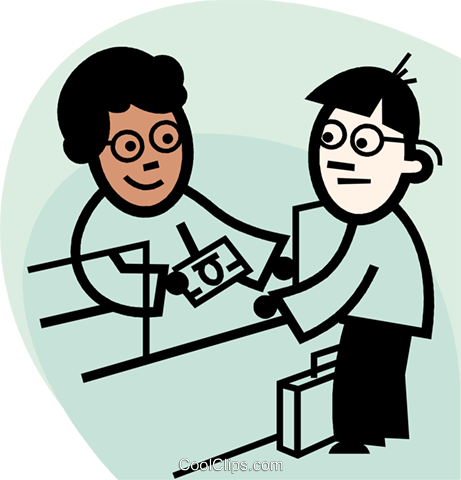 Bank Teller Exchanging Money Royalty Free Vector Clip - Bankangestellte Clipart (461x480)