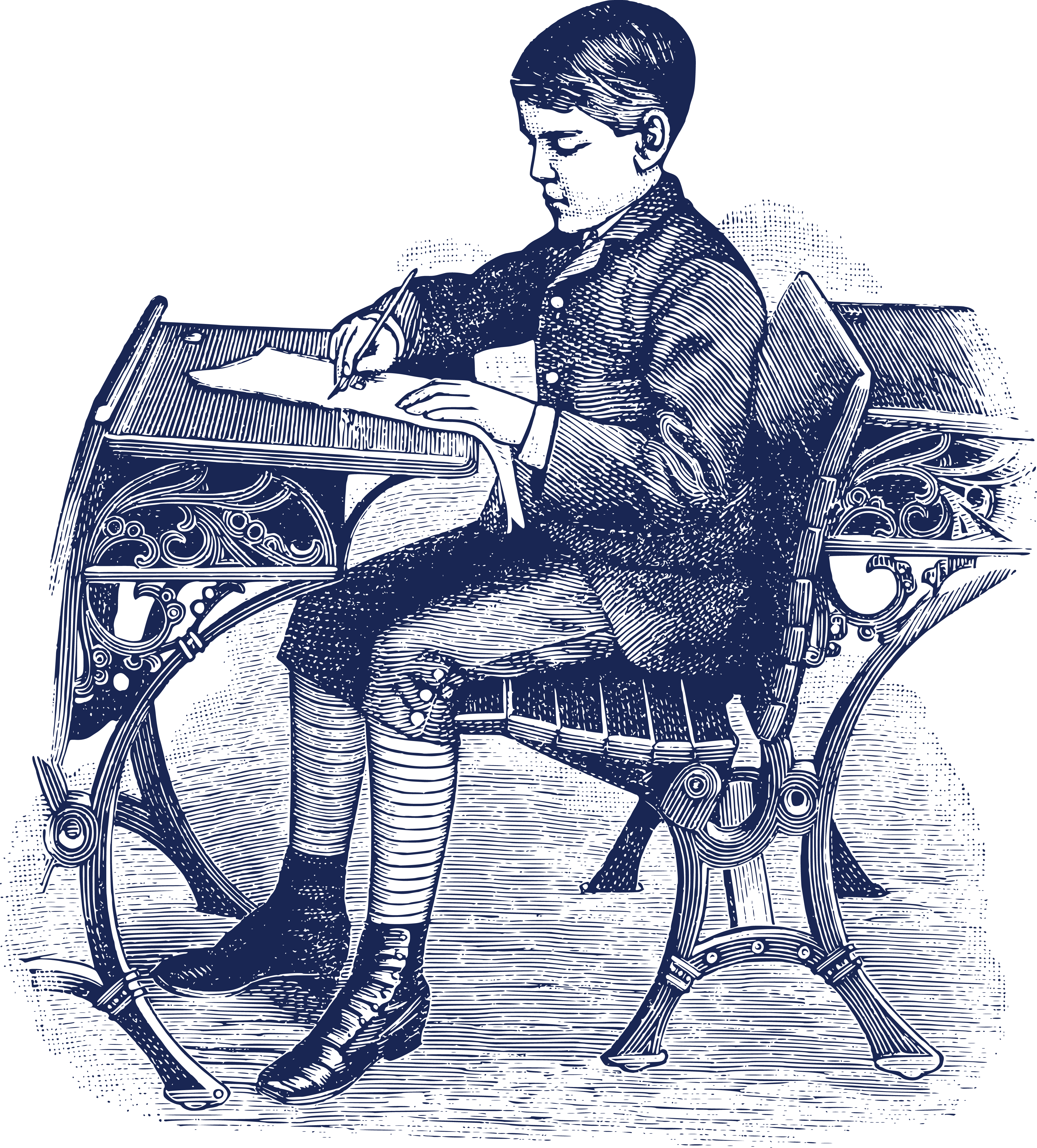 Free Clipart Of A Male Student Writing At A Desk - Free Clipart Of A Male Student Writing At A Desk (4000x4426)