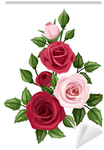Mural De Parede Autoadesivo Rosas Vermelhas E Cor De - Red Roses Illustration (400x400)