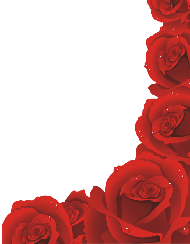 Coins Bordures - Page - Red Rose Border Png (624x800)