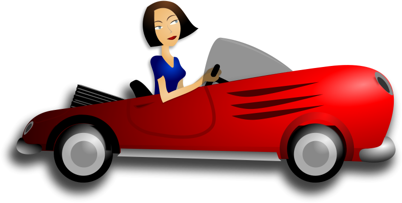 Free Blonde Female Driver Free Brunette Female Driver - Woman Driving Car Cartoon (800x401)