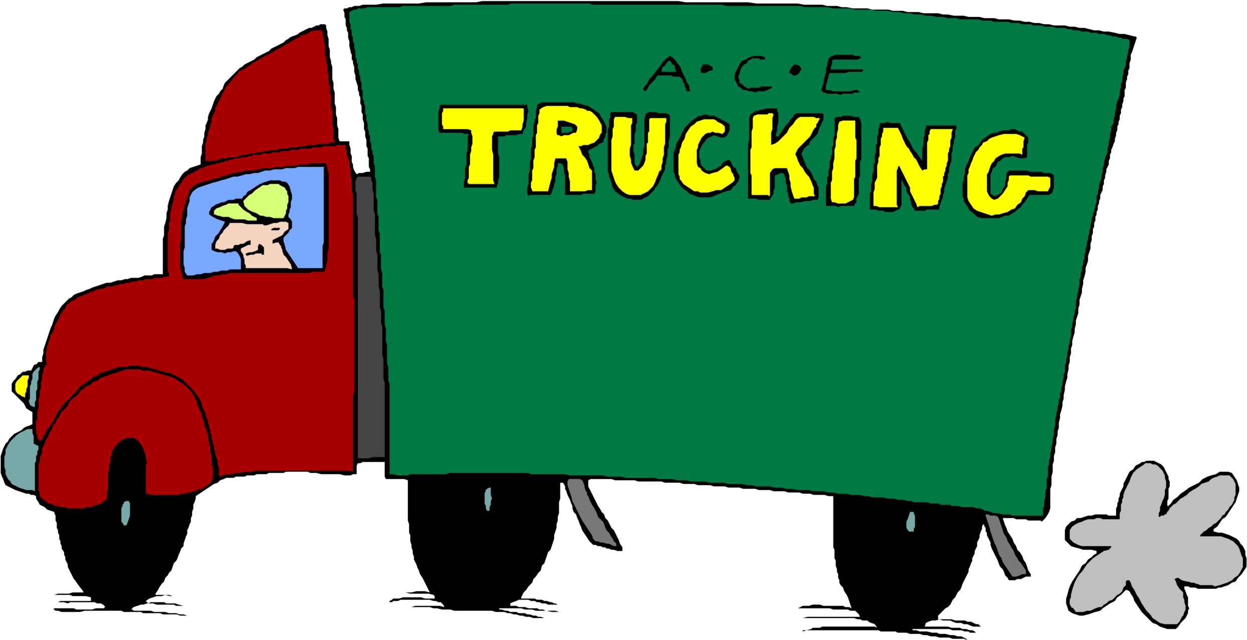 Semi Truck Driver Clip Art - Driving (2500x1277)