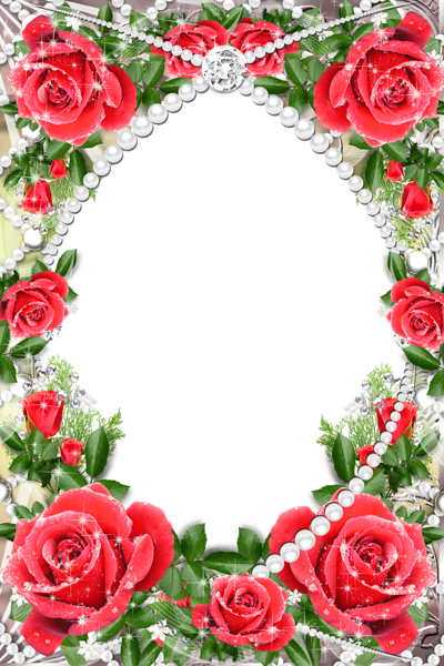 Transparent Delicate Frame With Red Roses - Red Rose Border Png (400x600)