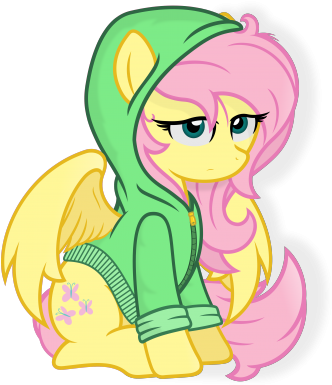 Post 16340 0 81551700 1426280144 Thumb - Fluttershy Wearing A Hoodie (339x400)