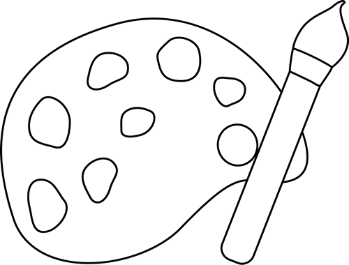 Painting Pallet Clipart Outline - Paints Black And White (500x380)