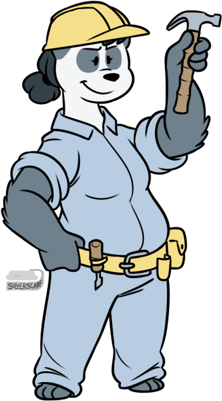 A Young Panda Who Is A Carpenter That Uses Bamboo Tools - Cartoon (511x810)