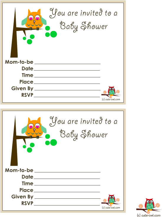 Cute Owl On A Tree Baby Shower Invitations - Baby Shower (612x756)