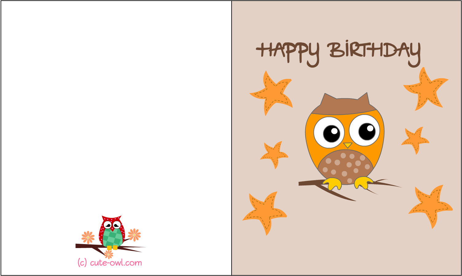 Free Printable Owl Themed Birthday Card - Printable Girl Birthday Card Free (1650x1275)