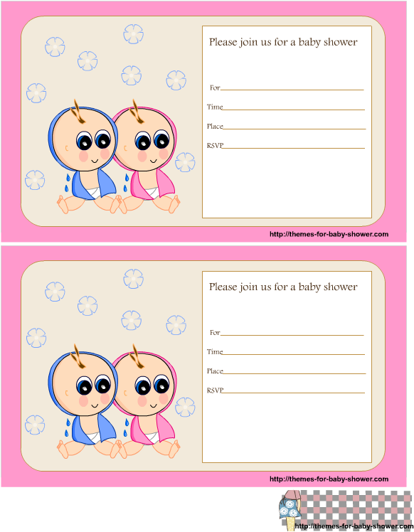 Twin Boy And Girl Baby Shower Invitations - Baby Shower (612x792)