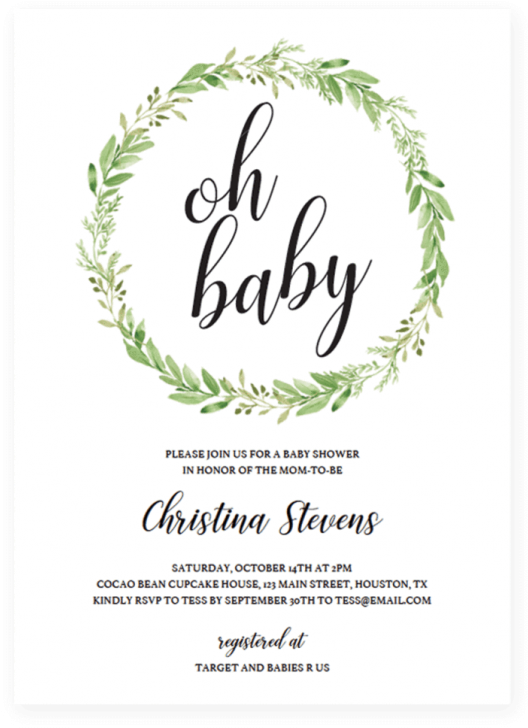 Editable Baby Shower Invitations Gender Neutral Invitation - Calligraphy (616x770)