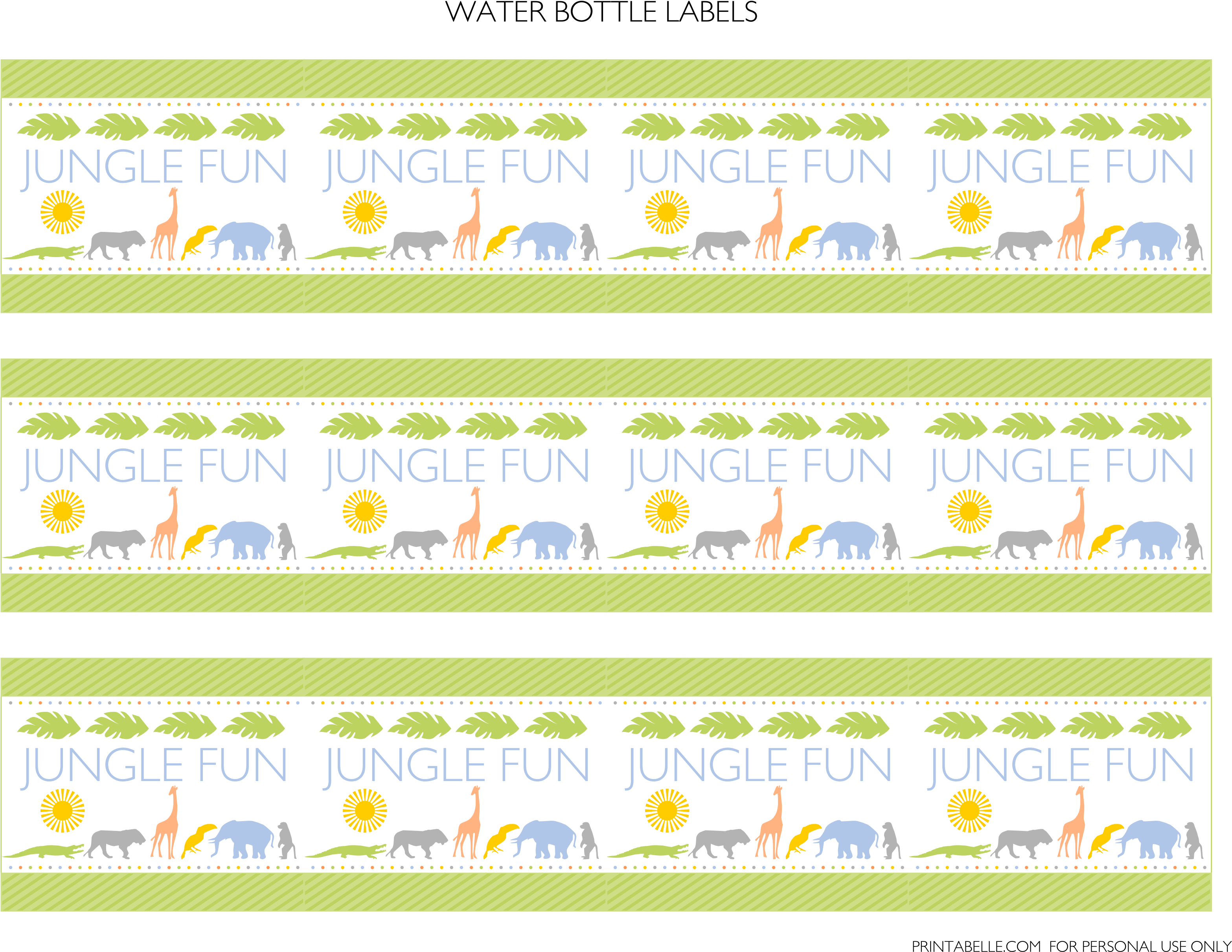 Printable Safari Baby Shower Invitations Via - Jungle Themed Water Bottle Labels (3300x2550)