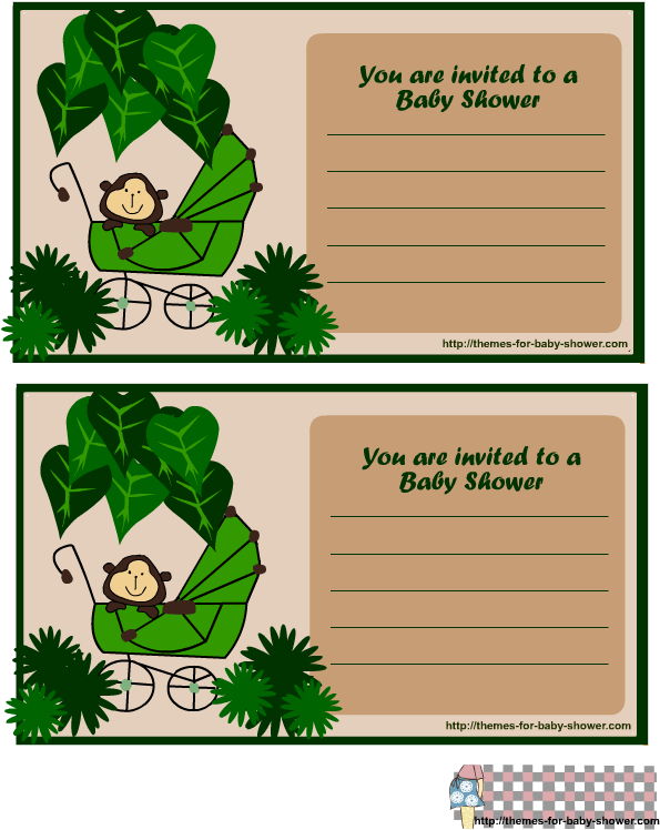 Cute Invitation Printable With Monkey Baby Sitting - Free Printable Monkey Themed Baby Shower Invitations (612x792)