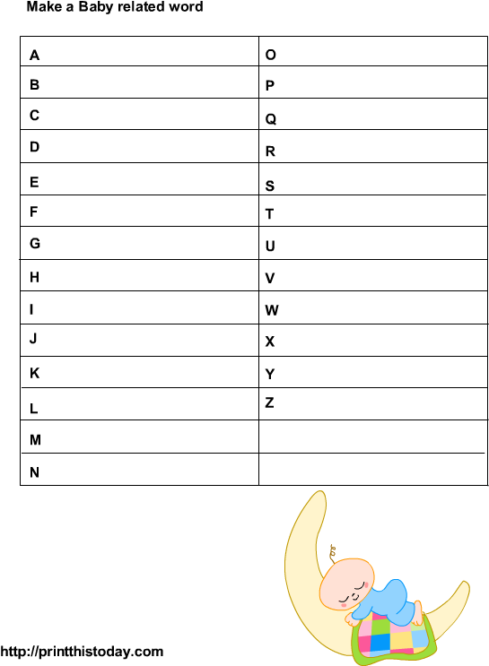 More Free Printable Baby Shower Games Make A Baby Related - Baby Shower Word Scramble Game Answers (612x792)